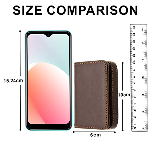 DAHSHA 2 Pack Pocket Sized Stitched PU Leather Credit Card Holder Visiting Business Card Case Wallet for Men & Women (10 x 6 x 1.6 cm, Coffee Brown) - Image 3