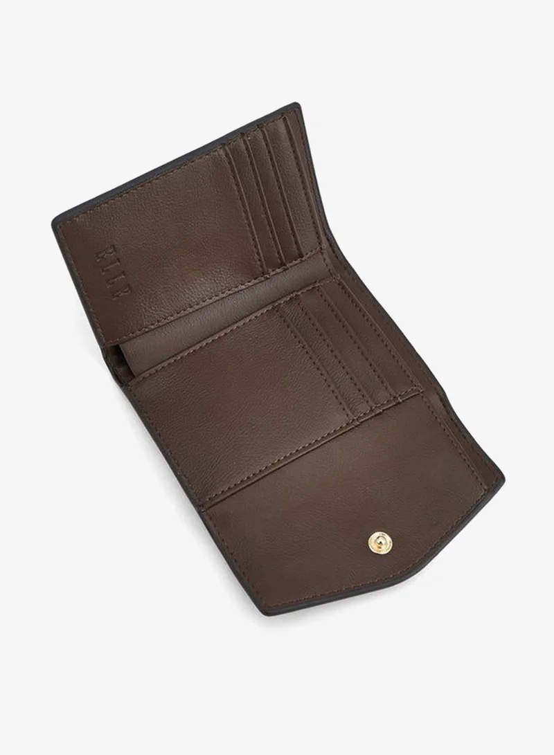 ELLE BROWN Floral Monogram Print Wallet With Button Closure for Women | Best Price UAE