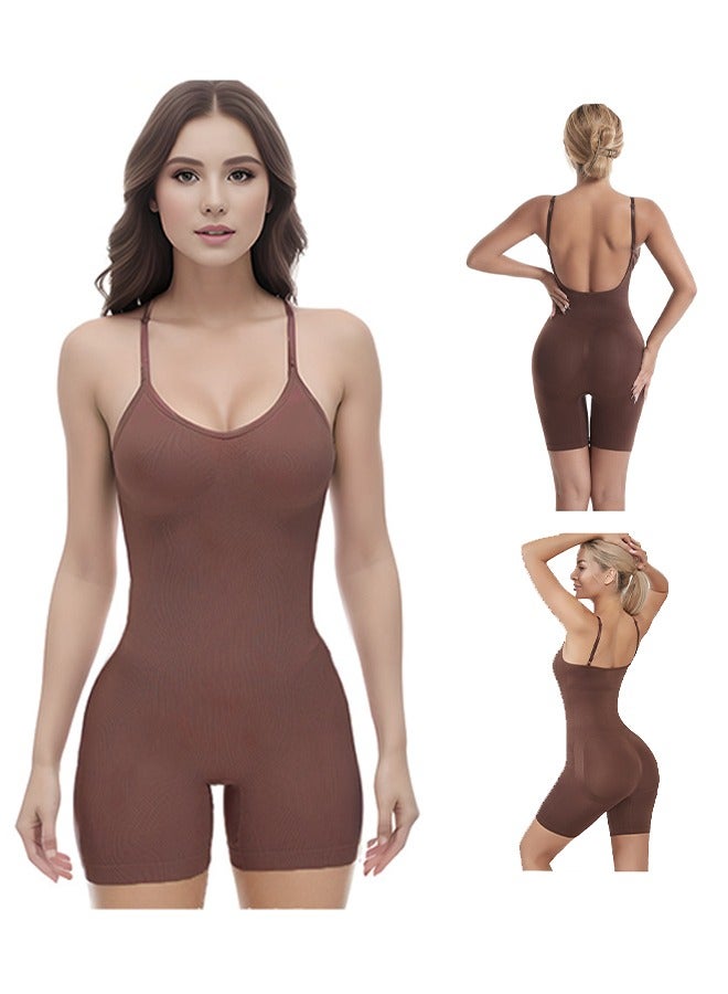 Bodysuit for Women Tummy Control Shapewear Mid-Thigh Seamless Full Body Shaper, Tummy Control Shapewear Slim Shaper Hip Lift Body Shaper, Suitable for Daily Life and Exercise, #L Brown - Image 1