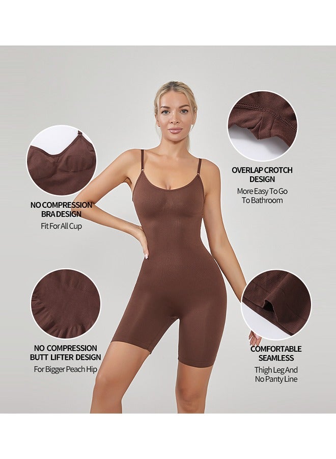 Bodysuit for Women Tummy Control Shapewear Mid-Thigh Seamless Full Body Shaper, Tummy Control Shapewear Slim Shaper Hip Lift Body Shaper, Suitable for Daily Life and Exercise, #L Brown - Image 4