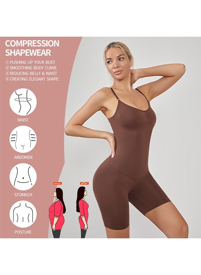 Bodysuit for Women Tummy Control Shapewear Mid-Thigh Seamless Full Body Shaper, Tummy Control Shapewear Slim Shaper Hip Lift Body Shaper, Suitable for Daily Life and Exercise, #L Brown - Image 2