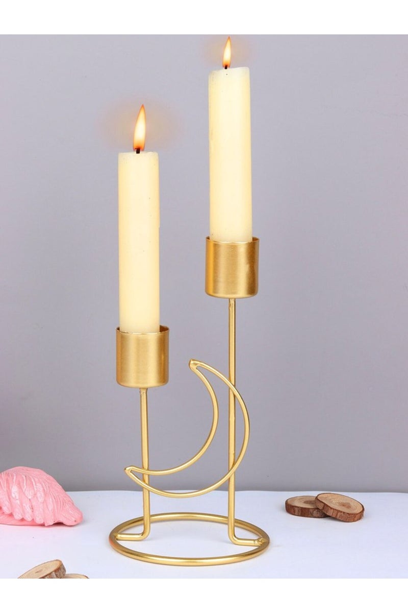 1pcs Golden Moon-shaped Candle Holder For Pillar Candles, Tealight Stand.