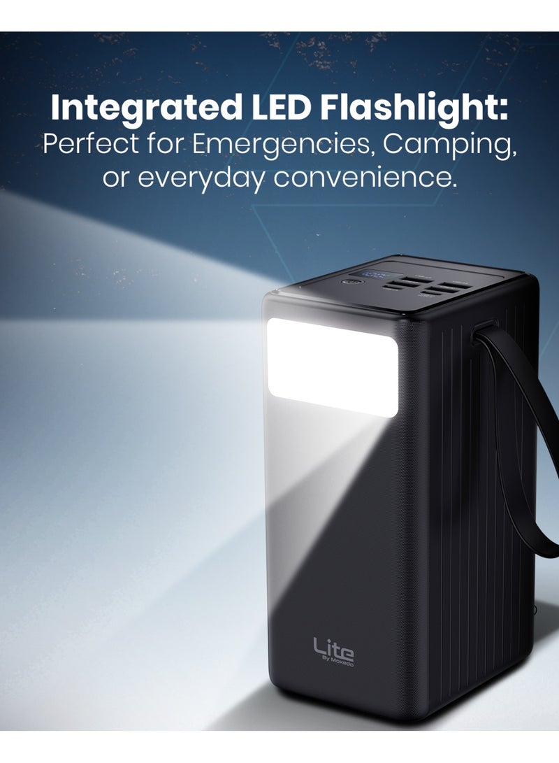 Moxedo Lite Multi-Port 70,000 mAh PD 20W Mini Power Station Fast Charging 2 USB-C / 4 USB-A Ports Portable with Built-in LED Flash Light and Lanyard - Image 4