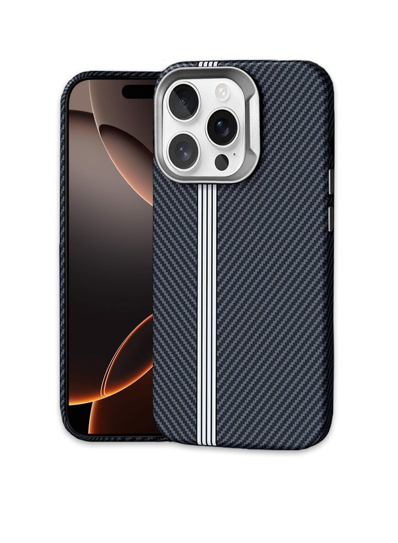 S-TOP غطاء خلفي من ألياف الكربون غير اللامع إصدار شريط الاندماج لجهاز iPhone 16 Pro Max 2024 - نحيف، أنيق، واقي - Image 1