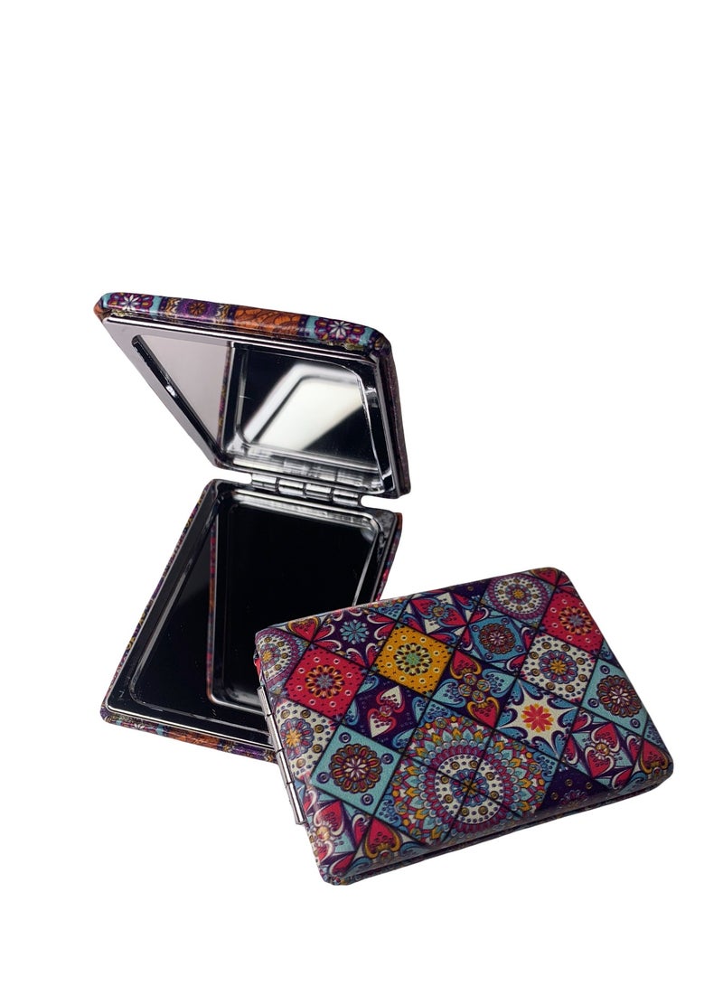 Generic 90×63mm Square Foldable Makeup Mirror, Vintage Portable Cosmetic Pocket Mirror, Double Sided Retro Floral Vanity Mirror, Compact Small Folding Travel Mirror for Woman Girls  - Image 5
