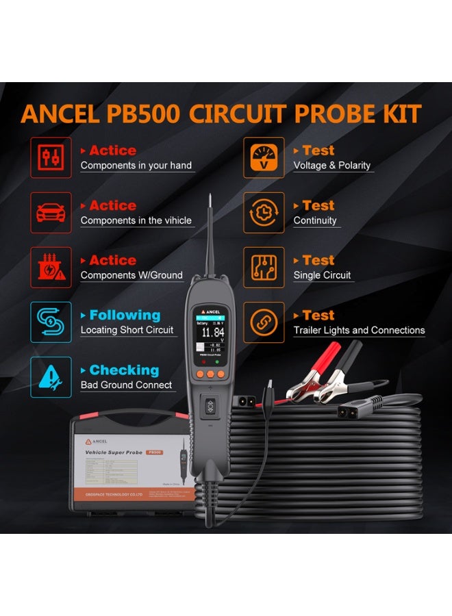 Ancel PB500 Automotive Power Circuit Probe Tester Kit, 12/24V Car Electrical Short/Open Breaker Finder, AC/DC Diode Resistance Frequency Injector Relay Tester, Duty Cycle,Digital Multimeter/Ohmmeters - Image 5