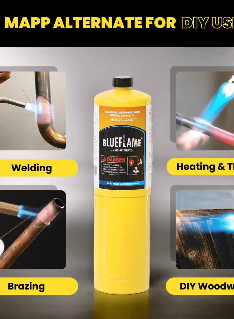 BlueFlame MAPP ALTERNATE Cylinder Pack of 2 – 99.9% High-Purity Propylene for Superior Heat – Hotter than Standard Propane Tanks – Ideal for Welding, Brazing, Soldering, and Modern Cuisines 14.1 oz - Image 2