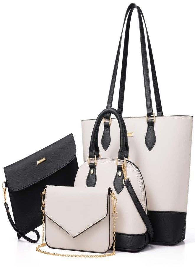 Bagsure مجموعة حقائب يد نسائية أنيقة مكونة من 4 قطع، تشمل حقائب كتف وحقائب حمل عادية وحقائب كروس بودي، هدية مثالية للسيدات والفتيات، طقم حقائب يد نسائية - Image 1