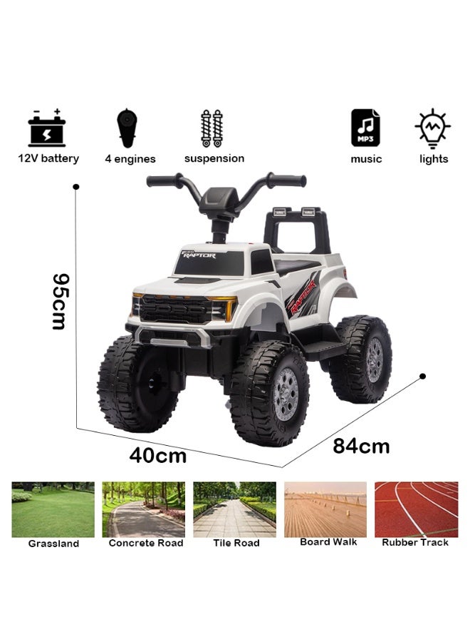 Ford F-150 Kids Atv Ride On Battery Powered Ride On Toy 12V - White - Image 5