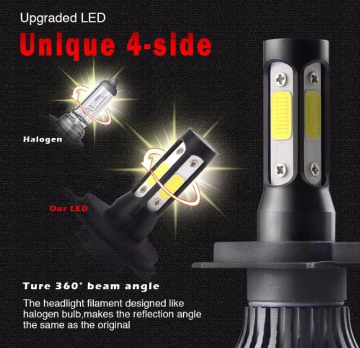 LOVMOTO Universal High Brightness 3 Side H4 LED Headlights Hi/Low Beam Bulbs 40W White Conversion Kit for Motorcycle, Bike, Scooty (Pack 1) Comfortable With Hf Del-uxe - Image 3