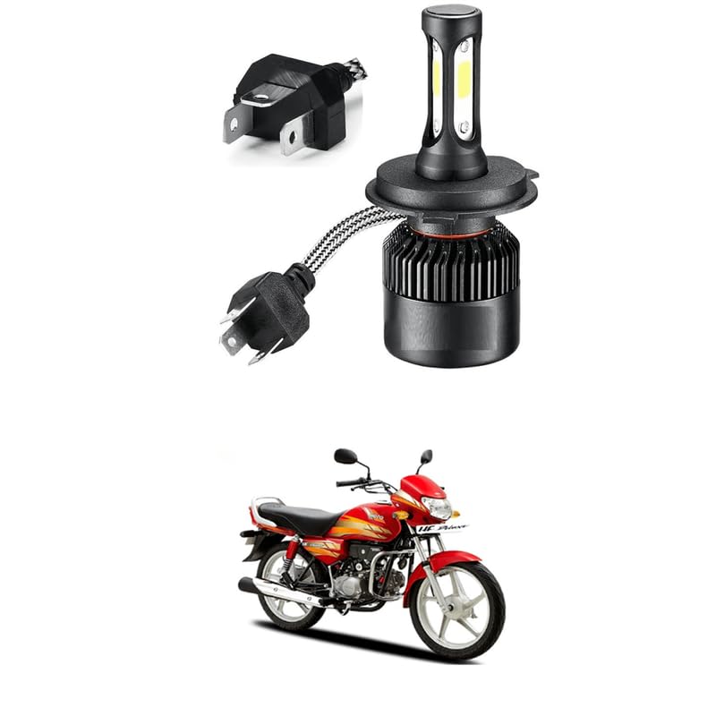 LOVMOTO Universal High Brightness 3 Side H4 LED Headlights Hi/Low Beam Bulbs 40W White Conversion Kit for Motorcycle, Bike, Scooty (Pack 1) Comfortable With Hf Del-uxe - Image 5
