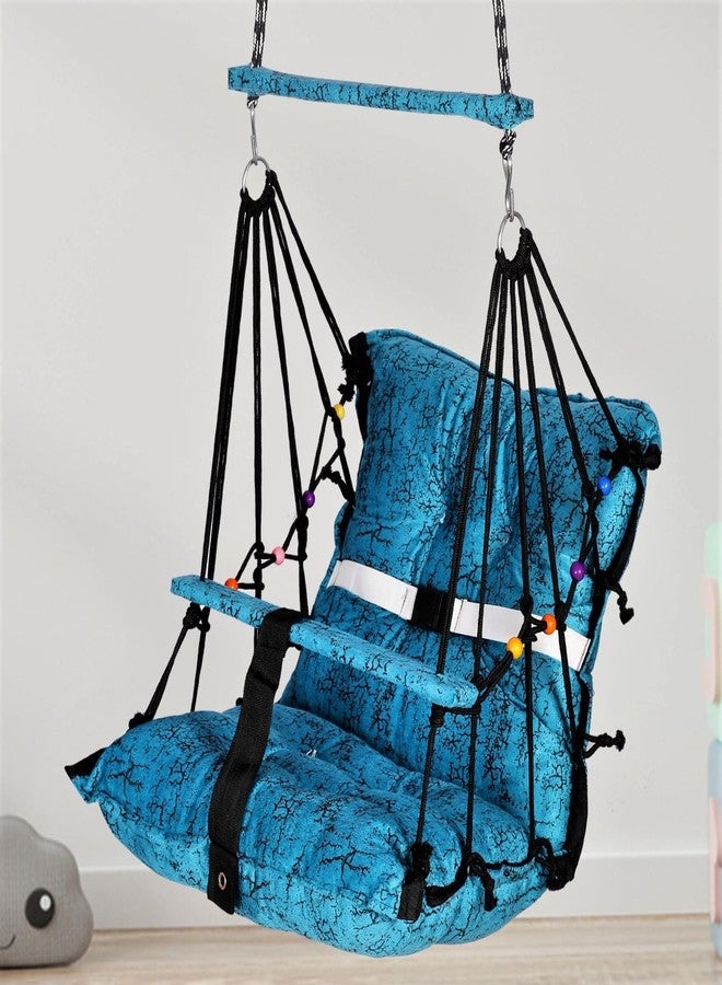 Sprointal Swing For Kids, Baby Swing Chair Cotton Children Folding And Washable 1-5 Years Swing With Safety Belt,Home And Garden Jhula For Babies |Swing For Kids|Hanging Cradle (Blue B) - 45.5 Cm - Image 1