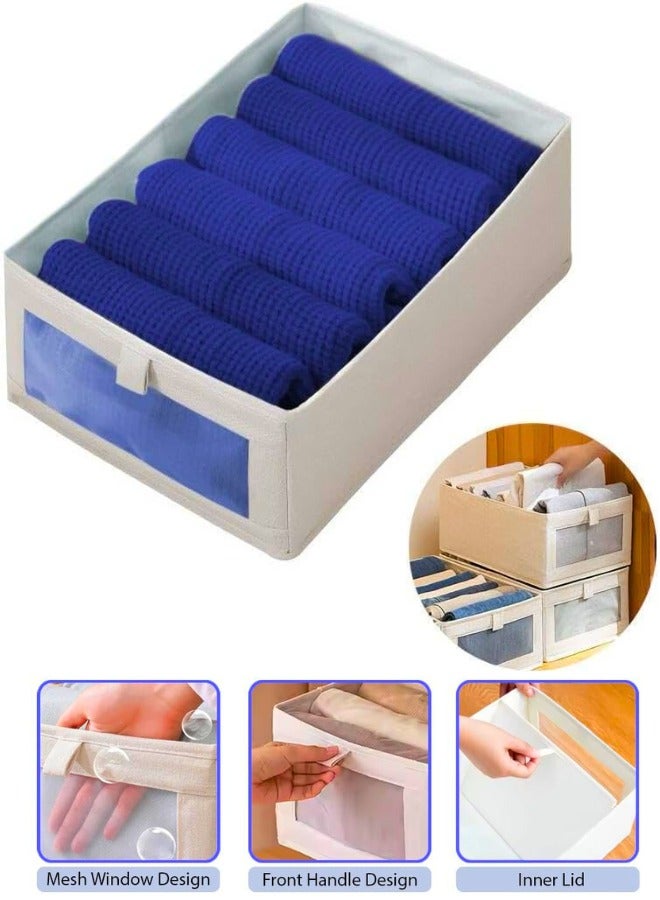 Chase Up Clothes Storage Box – Foldable Wardrobe Organizer, Drawer Organizer. Ideal for Clothes & Books Storage. Washable Closet Storage Basket for Neat and Efficient Organization. (cotton 6pc's) - Image 3