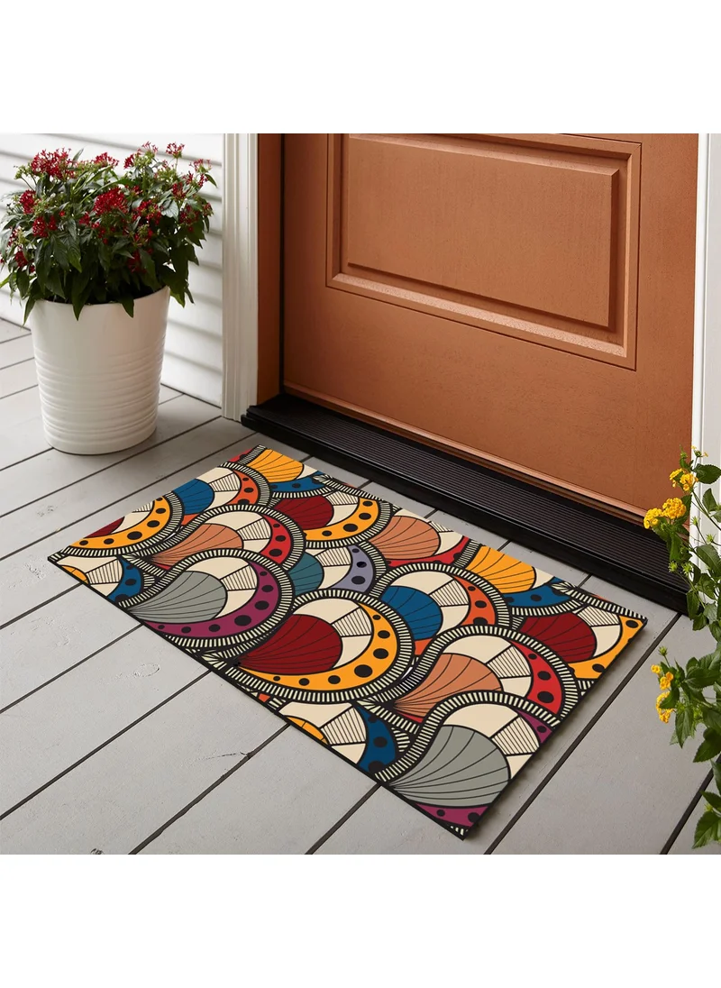 Vagonik Retro Patterned Digital Printed 50X70CM Decorative Multi-Purpose Interior and Exterior Door Mat