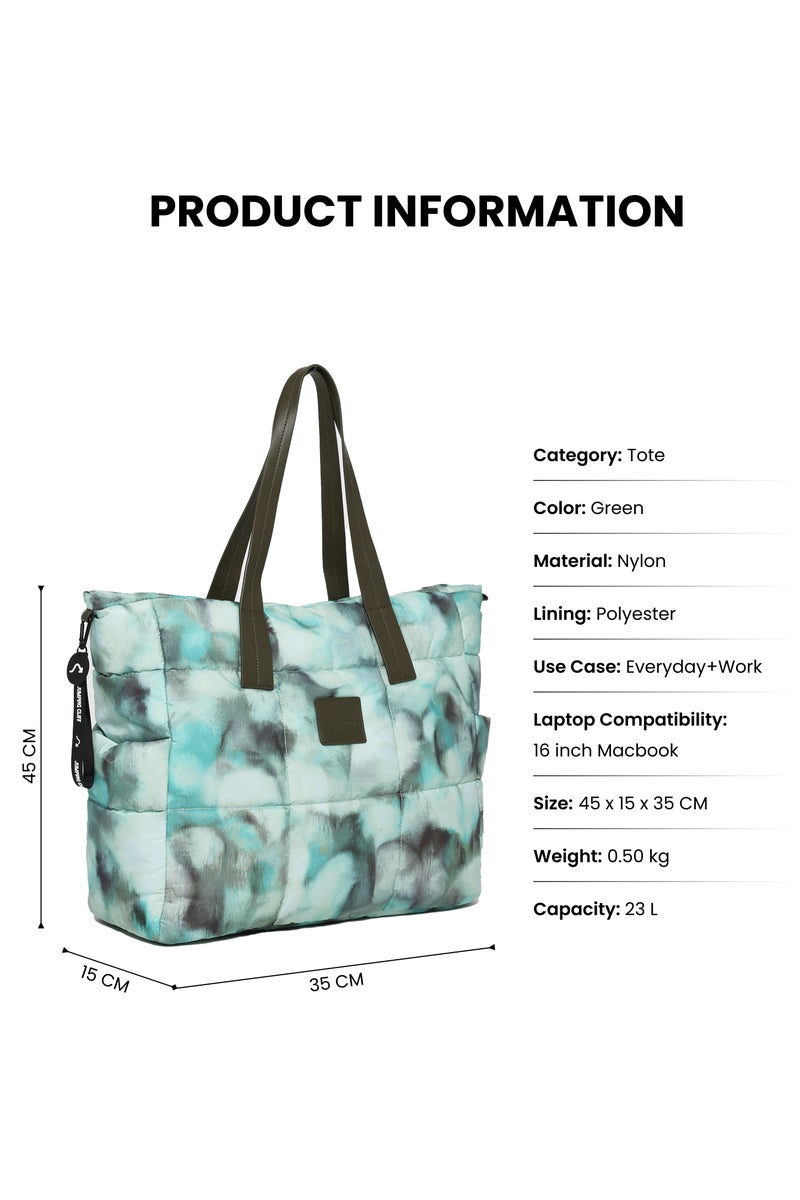 Jumping Cliff Women's Chroma Carry Tote Bag – Water-Resistant, Large Capacity Quilted Nylon Shoulder Bag, Fashion Versatile Shopper Tote, Work/Laptop/Gym/Travel/Casual Outing Friendly, Comfortable Straps, Sustainable, 23.1L 45 x 15 x 35 cm - Image 4