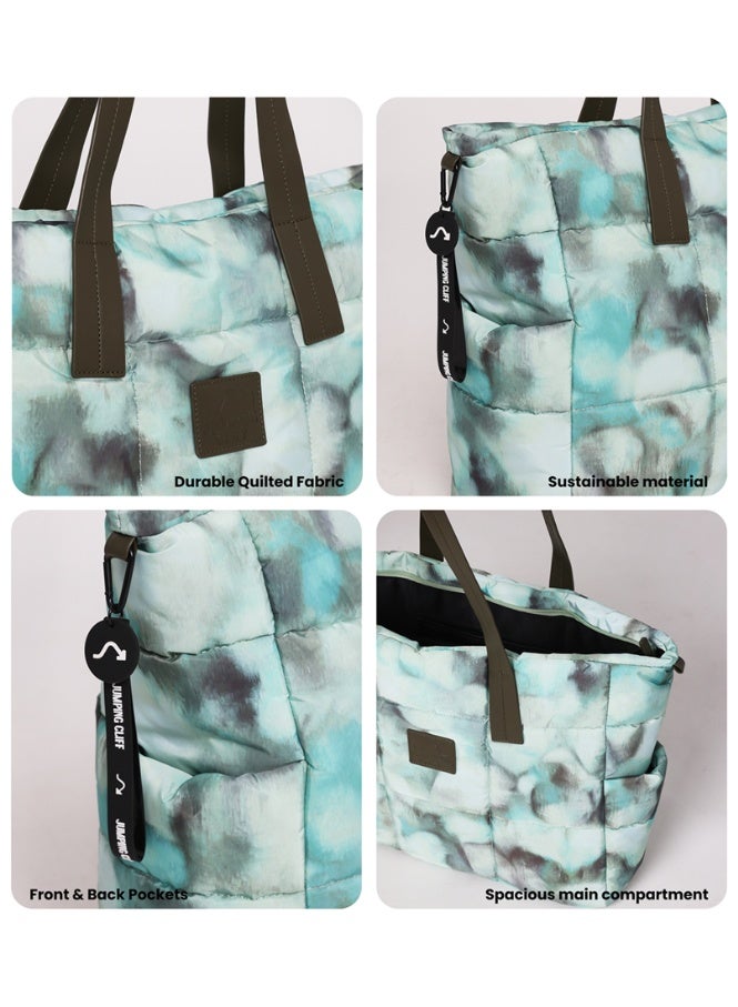 Jumping Cliff Women's Chroma Carry Tote Bag – Water-Resistant, Large Capacity Quilted Nylon Shoulder Bag, Fashion Versatile Shopper Tote, Work/Laptop/Gym/Travel/Casual Outing Friendly, Comfortable Straps, Sustainable, 23.1L 45 x 15 x 35 cm - Image 5