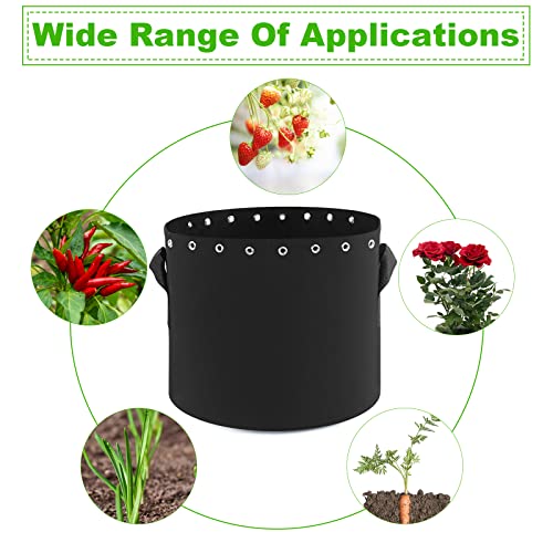 Molgoc 3 Gallon Plant Grow Bags 5-Packs with Holes,Thichkened Non-Woven Aeration Fabric Pots with Handles - Reinforced Weight Capacity - Image 4