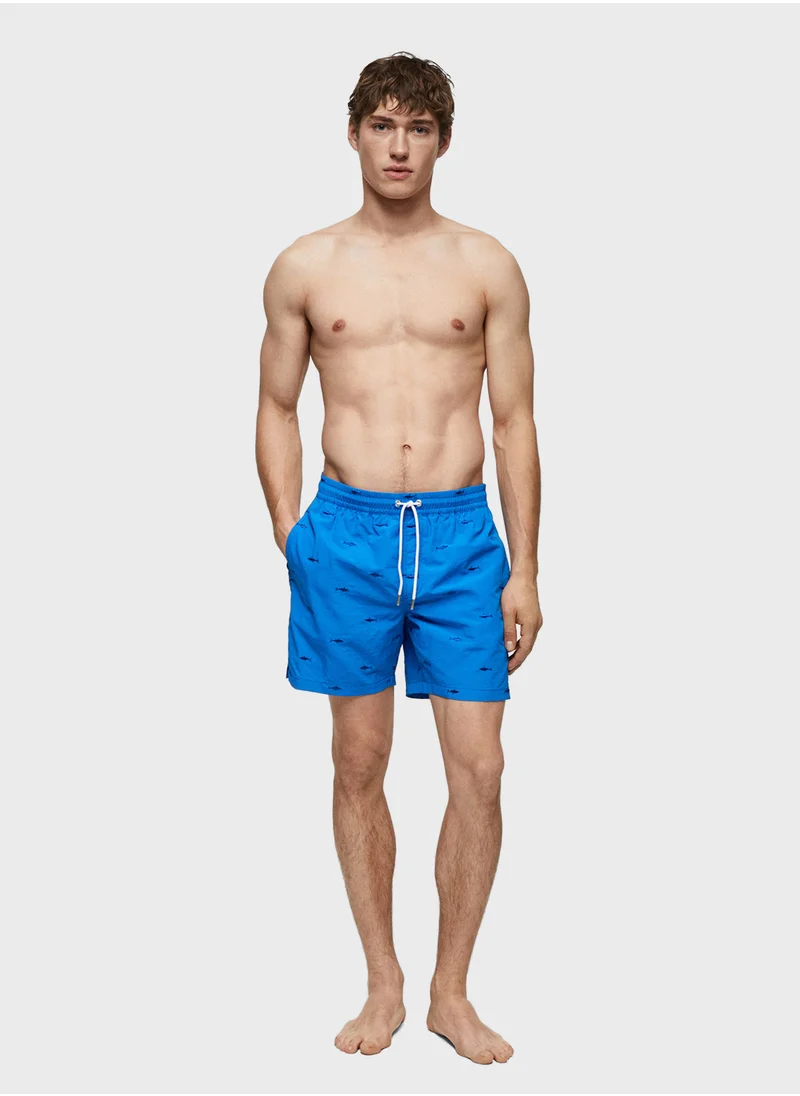 مانجو مان Drawstring Embroidered Shorts