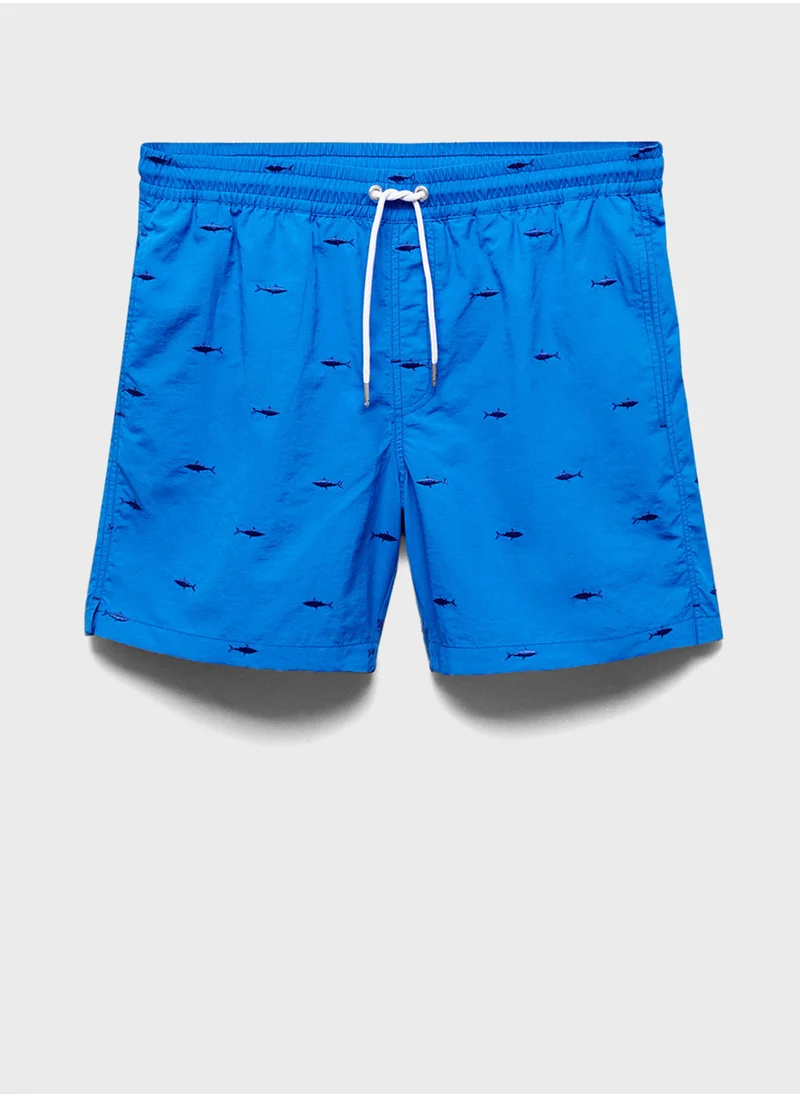 مانجو مان Drawstring Embroidered Shorts