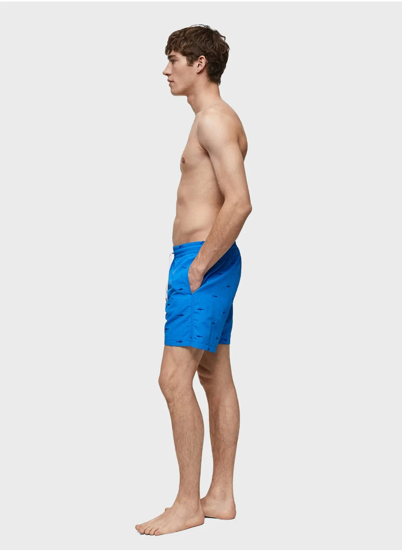 مانجو مان Drawstring Embroidered Shorts