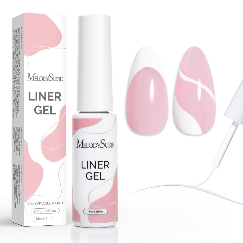 MelodySusie 8ML White Gel Liner Nail Art Polish,for Line and Patterns of Painting,French Nail Tips,DIY Manicure Pedicure for Home DIY Salon Use - Image 1