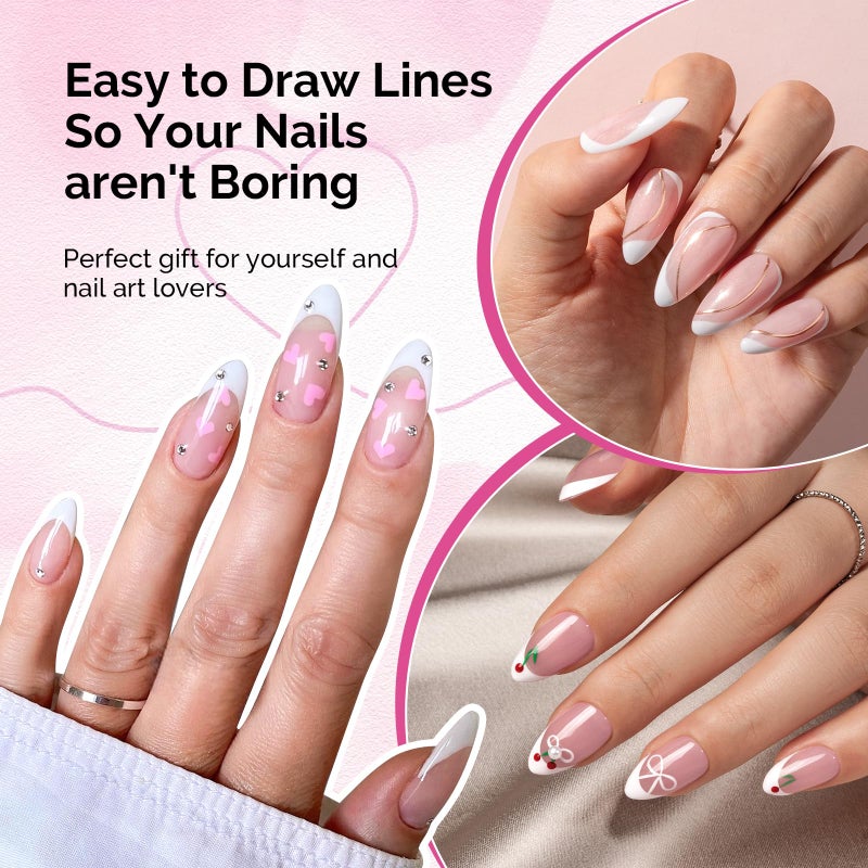 MelodySusie 8ML White Gel Liner Nail Art Polish,for Line and Patterns of Painting,French Nail Tips,DIY Manicure Pedicure for Home DIY Salon Use - Image 4