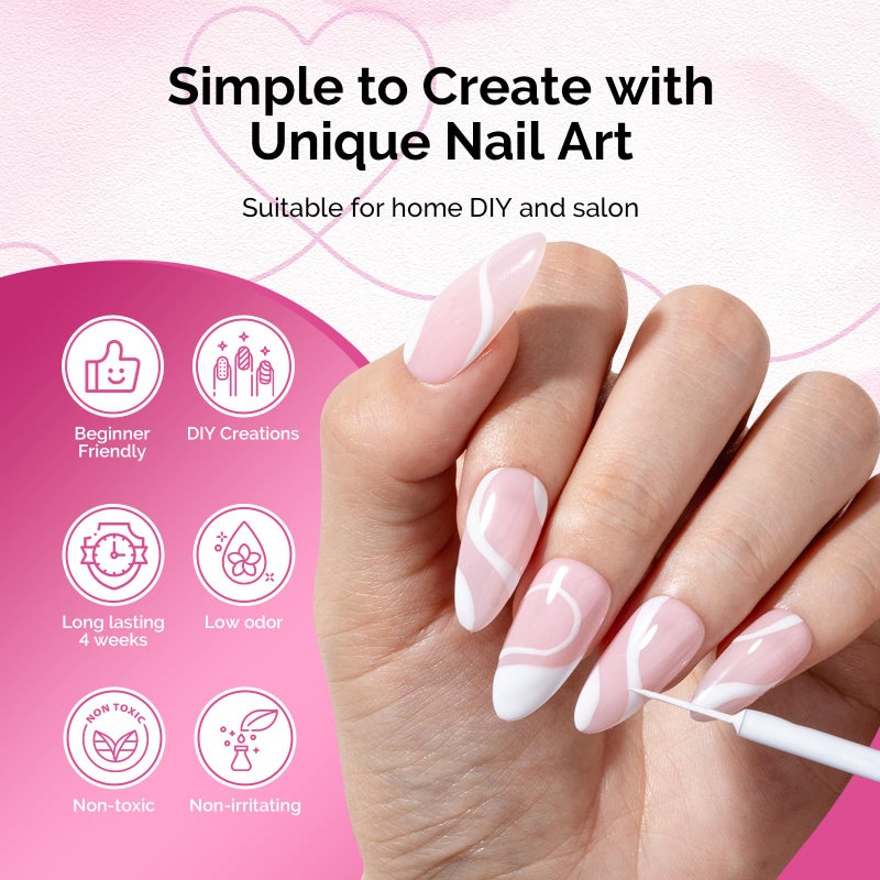 MelodySusie 8ML White Gel Liner Nail Art Polish,for Line and Patterns of Painting,French Nail Tips,DIY Manicure Pedicure for Home DIY Salon Use - Image 2