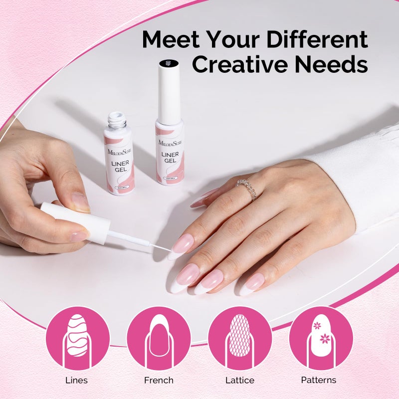 MelodySusie 8ML White Gel Liner Nail Art Polish,for Line and Patterns of Painting,French Nail Tips,DIY Manicure Pedicure for Home DIY Salon Use - Image 5