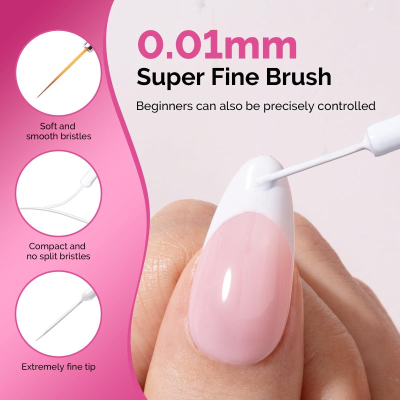MelodySusie 8ML White Gel Liner Nail Art Polish,for Line and Patterns of Painting,French Nail Tips,DIY Manicure Pedicure for Home DIY Salon Use - Image 3