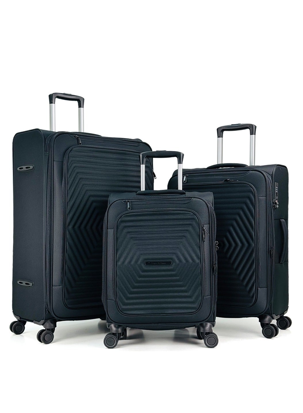Luggage Bag 3-Piece Set – Softside Expandable, Ultra-Lightweight, Waterproof & Durable Suitcase with TSA Lock, 360° Double Spinner Wheels, Anti-Theft Zipper & Multi-Pocket Design – 20" / 24" / 28" – Black