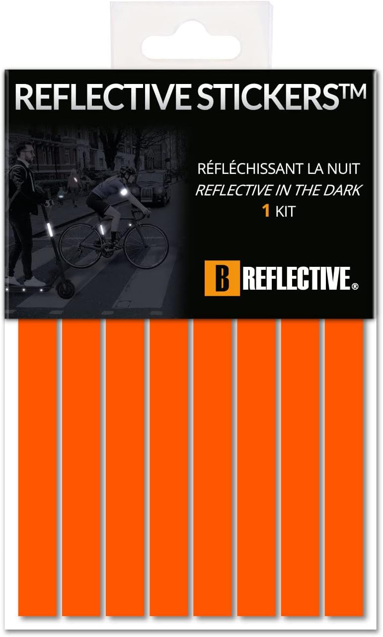 B REFLECTIVE Set of 8 Retro Reflective Stickers for Scooters, Bikes, Motorcycles,... - Multi Support Strips - High Visibility - 3M Technology™ - Maximum grip - Image 1
