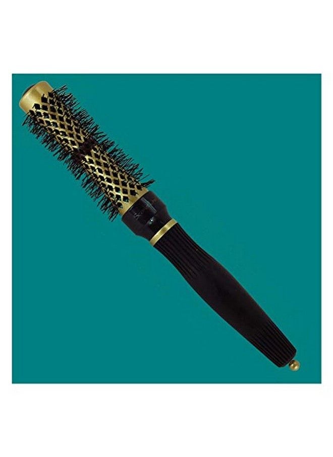 Scarlet Line Professional Small Ceramic Barrel Heat Reminder Hot Curling Round Hair Brush For Men And Women Black and Golden Color 25 mm  - Image 2