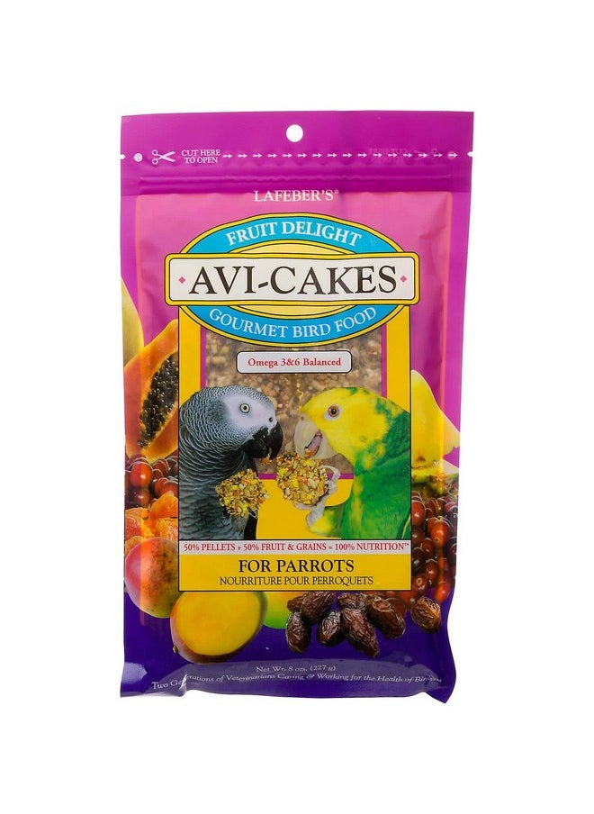 لافيبيرز طعام الطيور الأليفة Avi-Cakes Fruit Delight من LAFEBER'S، مصنوع من مكونات غير معدلة وراثيًا ومناسبة للبشر، للببغاوات (عبوة 8 أونصة من قطعة واحدة)  - Image 1