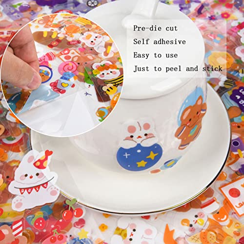 EAMOTOL Cute Cartoon Bunny Bear Stickers, EAMOTOL 100 Sheets Kawaii Animals Transparent PET Scrapbooking Clipping Supplies Decals for Journaling Planners Collage Junk Journal Bullet Album Calendar Phone Case - Image 5