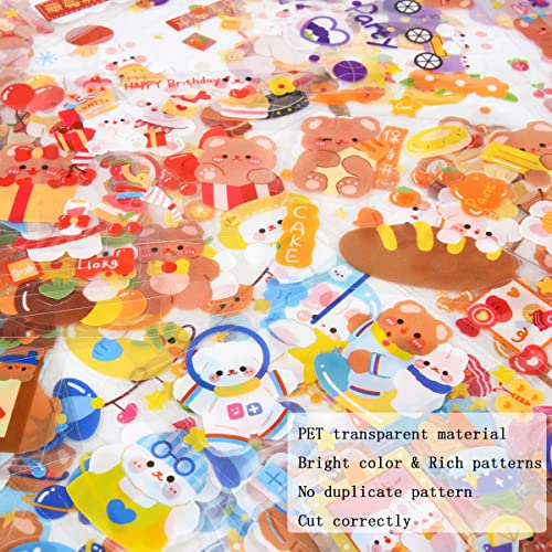 EAMOTOL Cute Cartoon Bunny Bear Stickers, EAMOTOL 100 Sheets Kawaii Animals Transparent PET Scrapbooking Clipping Supplies Decals for Journaling Planners Collage Junk Journal Bullet Album Calendar Phone Case - Image 4