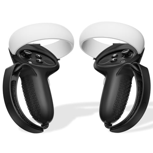 SUPERUS Comfort Controller Grips Cover Compatible with Meta Quest 2 Accessories - All-Silicone Construction, Controller Grips for Oculus Quest 2 with Adjustable Knuckle Straps Protector - Image 1