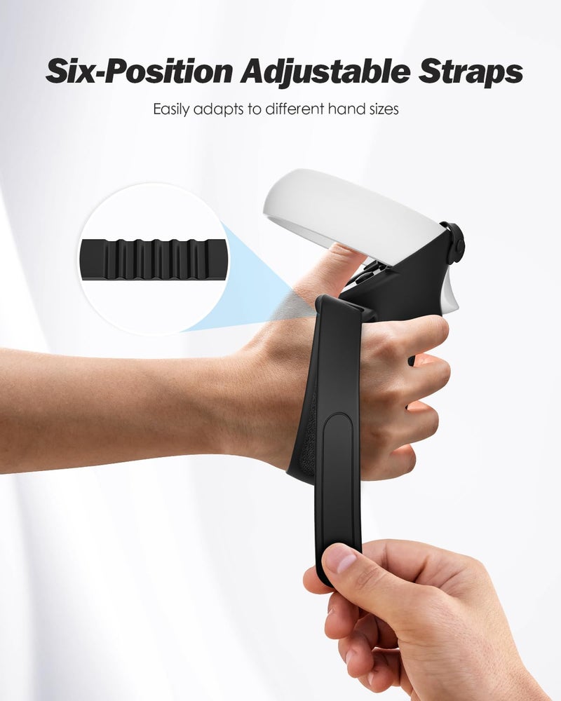 SUPERUS Comfort Controller Grips Cover Compatible with Meta Quest 2 Accessories - All-Silicone Construction, Controller Grips for Oculus Quest 2 with Adjustable Knuckle Straps Protector - Image 5