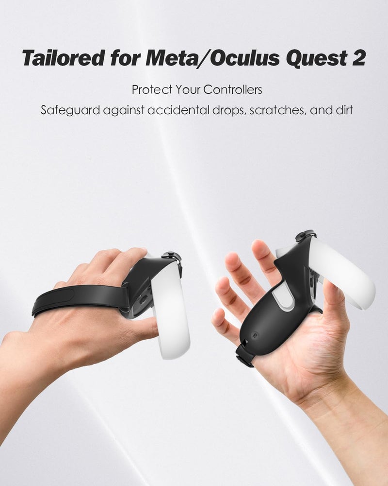 SUPERUS Comfort Controller Grips Cover Compatible with Meta Quest 2 Accessories - All-Silicone Construction, Controller Grips for Oculus Quest 2 with Adjustable Knuckle Straps Protector - Image 2