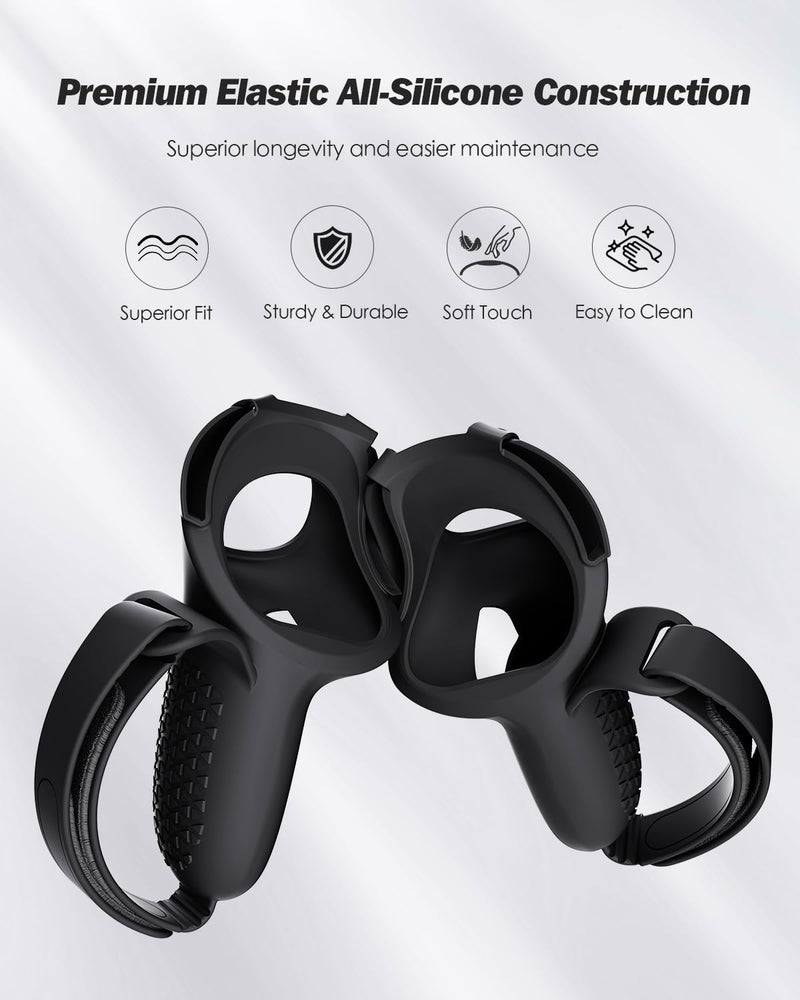 SUPERUS Comfort Controller Grips Cover Compatible with Meta Quest 2 Accessories - All-Silicone Construction, Controller Grips for Oculus Quest 2 with Adjustable Knuckle Straps Protector - Image 3