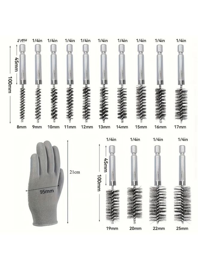 14pcs Stainless Steel Wire Brushes 8 25mm Cylindrical Drill Bits For Polishing Grinding - Image 3