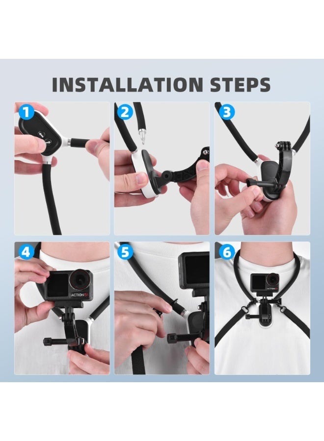 حامل عنق مغناطيسي لـ DJI OSMO Pocket 3، حامل صدر لالتقاط مقاطع فيديو من منظور الشخص الأول (POV) أو مدونات الفيديو (Vlog)، حامل سيلفي يدوي لحمل الكاميرا على الرقبة لـ GoPro Hero 12/11/10/9، ملحقات الكاميرا - Image 5