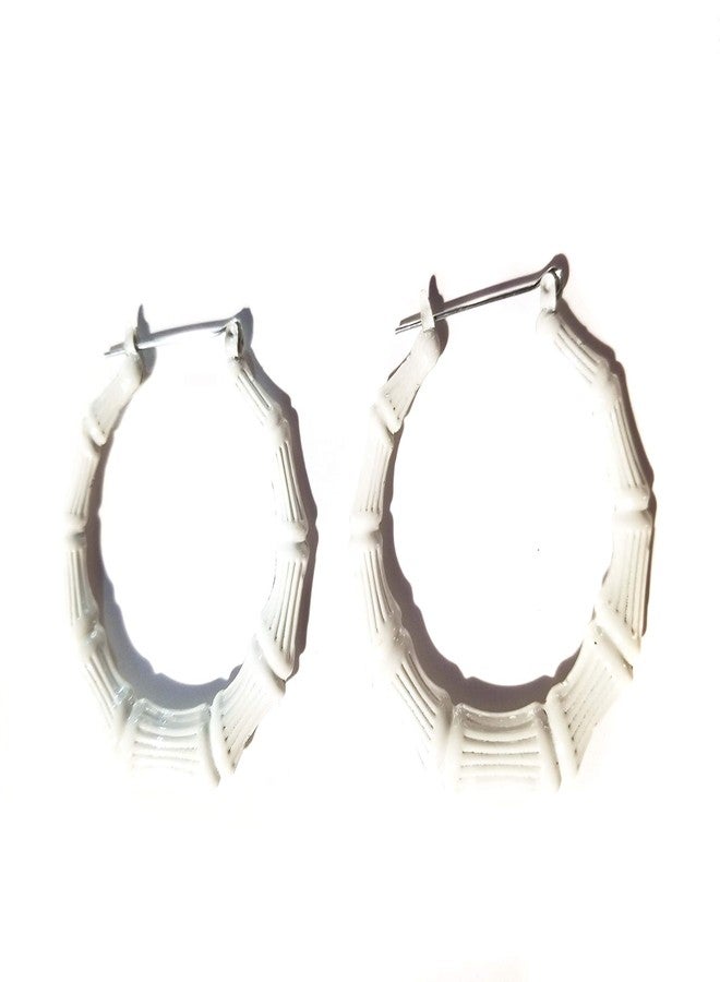 Divas Diggables Bamboo Earrings 2 inch Hoop Earrings Lightweight Assorted Colors (White) - Image 1