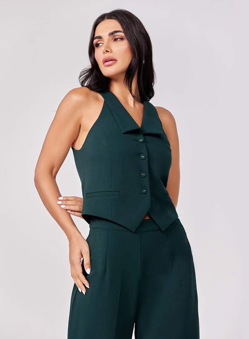 زجزاج هالتر نيك بوتوند دارك جرين توب