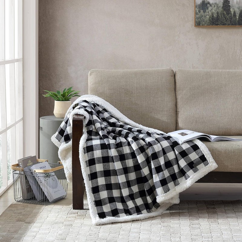 Eddie Bauer - Throw Blanket, Super Soft Reversible Sherpa Flannel Bedding, Ideal Christmas & White Elephant Gifts, Cozy Plaid Throw Blankets for Couch (Cabin Plaid Black, Throw) - Image 2