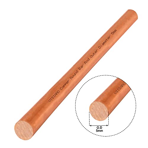 Visiaro Solid Pure Copper Round Bar Rod, 1ft, Outer Dia 5 mm, >99% Purity, Industrial Commercial Grade Metal, for Machining, Architecture, Vastu & DIY Jewelry Crafts - Image 3