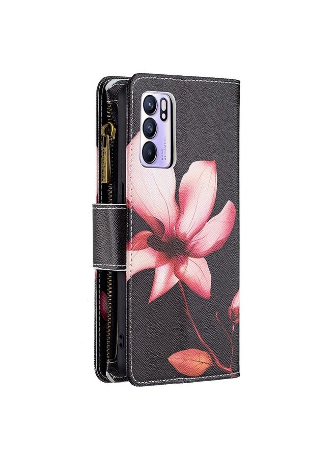 HuHa Case Cover For OPPO Reno6 5G Colored Drawing Pattern Zipper Horizontal Flip Leather Case with Holder & Card Slots & Wallet(Lotus)  - Image 3