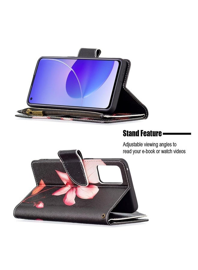 HuHa Case Cover For OPPO Reno6 5G Colored Drawing Pattern Zipper Horizontal Flip Leather Case with Holder & Card Slots & Wallet(Lotus)  - Image 4
