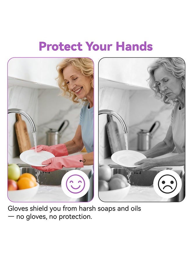RESONIX 2 Pairs Dishwashing Gloves with Hanging Hooks – Reusable Latex Rubber Cleaning Gloves for Kitchen, Dishwashing & Household Chores (Pink) - Image 4