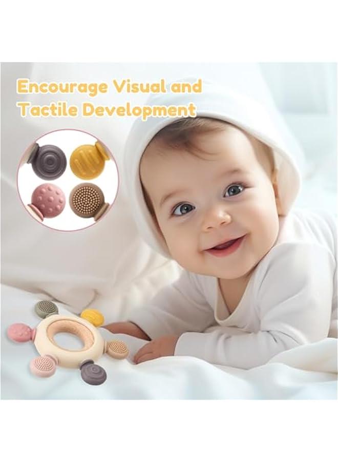 Arabest Baby Sensory Teething Ring + Baby Teething Mitten for 0-6 6-12 Months - Image 3