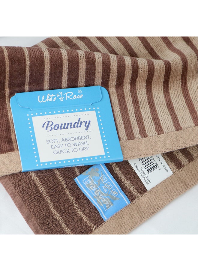 White Rose - 4 Piece Bathroom Towel Set BOUNDRY 450 GSM 100% Cotton Velour 2 Bath Towel 70x140 cm & 2 Hand Towel 50x90 cm Red & Brown Color Modern Stripe Design Luxury Touch Extra Absorbent - Image 1
